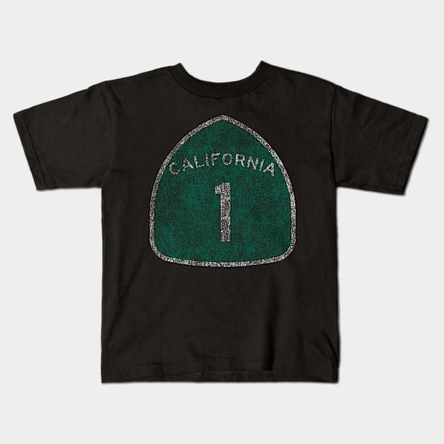 California 1 Pacific Coast Highway Kids T-Shirt by Flippin' Sweet Gear